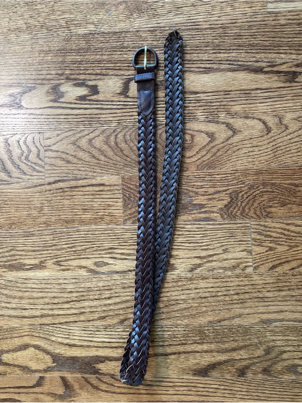 Venezia vintage braided brown leather belt with buckle